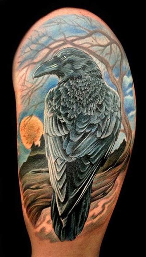 60+ Mysterious Raven Tattoo Designs With Secret。